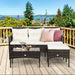 3 Pieces Patio Furniture Sectional Set with 5 Cozy Cushions