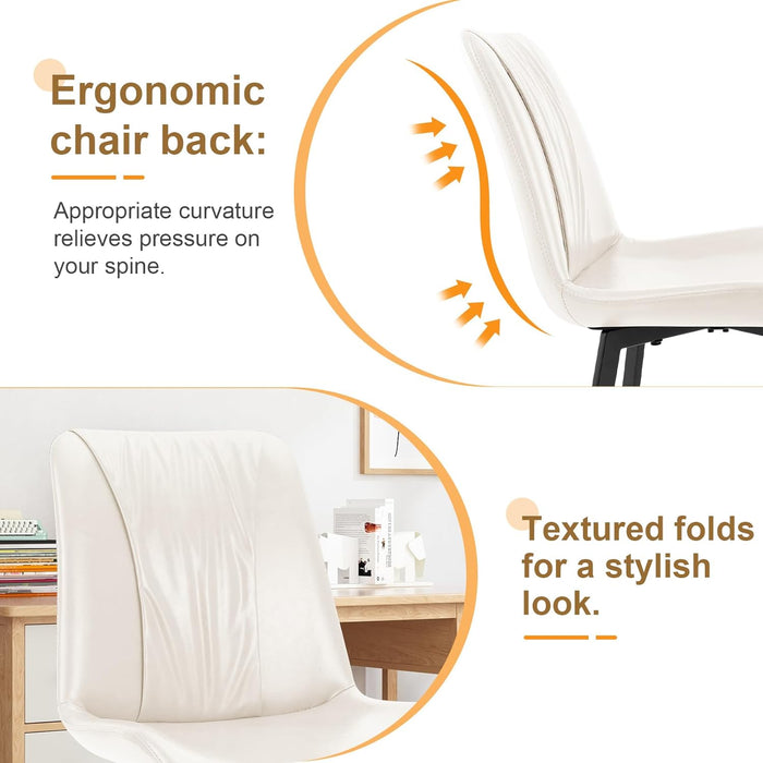 Upholstered Dining Chairs Set of 4, Modern Kitchen & Dining Room Chairs, Faux Leather, Sturdy Metal Legs, for Living Room, Cafe & Restaurant- White