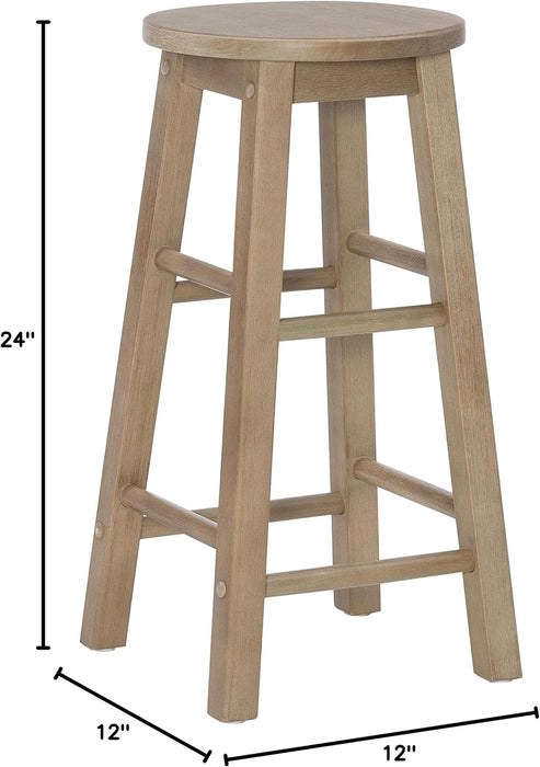 Zeke Grey Wash 24" Counter Stool with round Seat