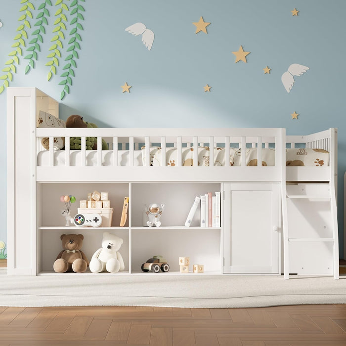 Queen Size Loft Bed Integrated LEDLighting Headboard