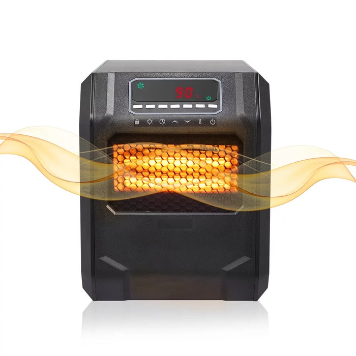 1500W Remote Control Portable Electric LED Quartz Infrared Fan Space Heater, Black