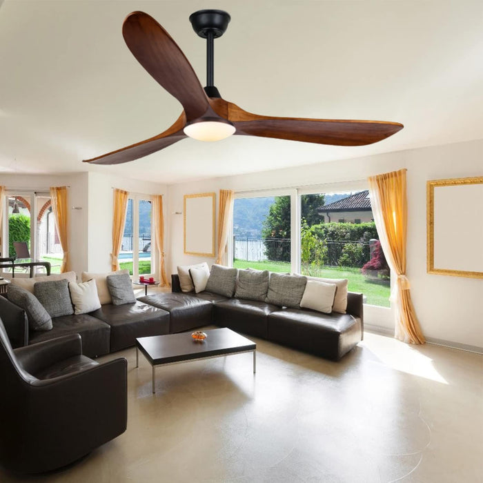 Farmhouse Outdoor Ceiling Fan With Solid Wood Blades