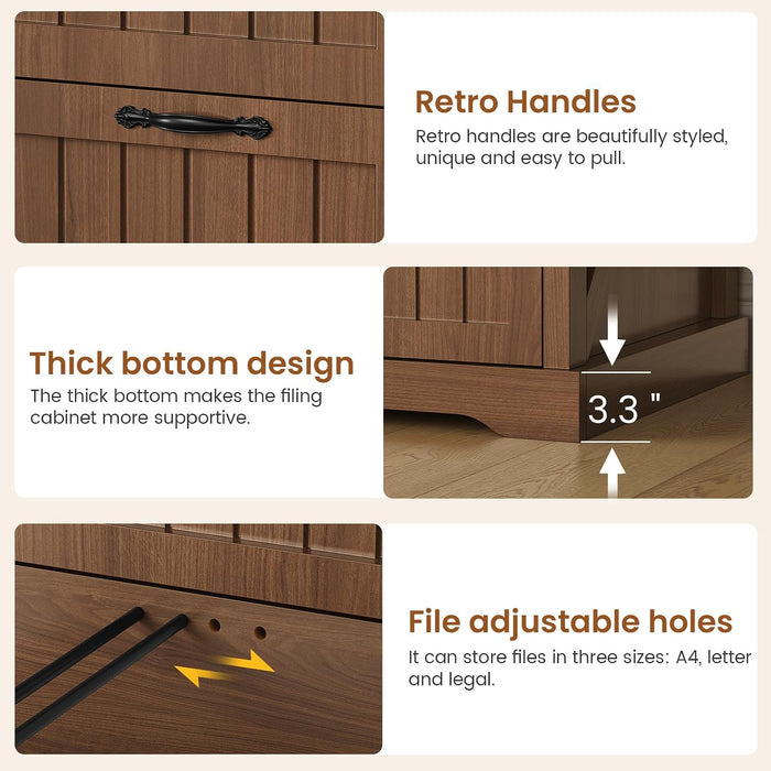 Brown Farmhouse Two Drawer Filing Cabinet Organizer