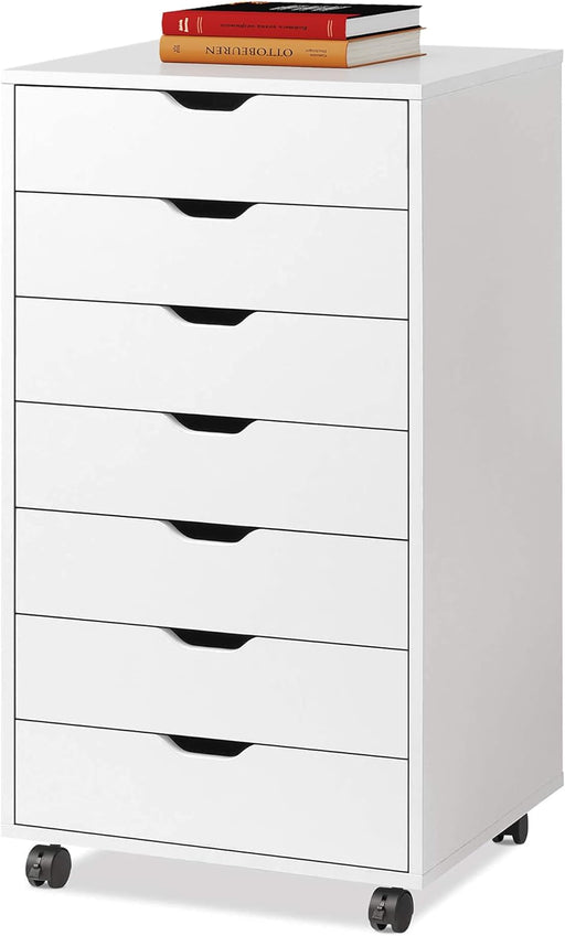 White 7-Drawer Storage Chest with Wheels