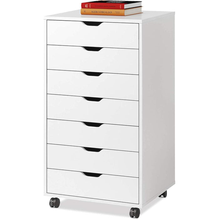 White 7-Drawer Storage Chest with Wheels
