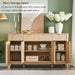 60 Inch Fluted Buffet Sideboard Cabinet, Natural Oak | Modern Coffee Bar Storage Cabinet with 3 Drawers, for Dining Room, Living Room, Hallway, Oak Wood Grain, Adjustable Shelves