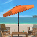 Safavieh PAT8010A Collection Venice Navy and White Single Scallop 9Ft Crank Outdoor Push Button Tilt Umbrella