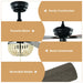 52 Inch Retro Ceiling Fan Light with Reversible Blades Remote Control