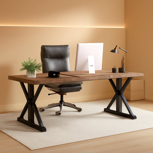 70.8-Inch Executive Desk, Large Computer Office Desk Workstation, Modern Simple Style Laptop Desk Study Writing Table Business Furniture for Home Office (Light Brown, 70.8 Inch)