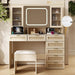 Vanity Table With Electroluminescent LED Mirror Natural