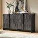 Fluted 6 Drawer Dresser 63" Long with Pine Handles, Black