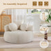 Round Oversized Floor Chair Beige Chenille Utility