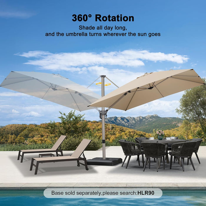 Patio Umbrella 10' X 10' Wind Resistant 5 Tilt Positions Beige