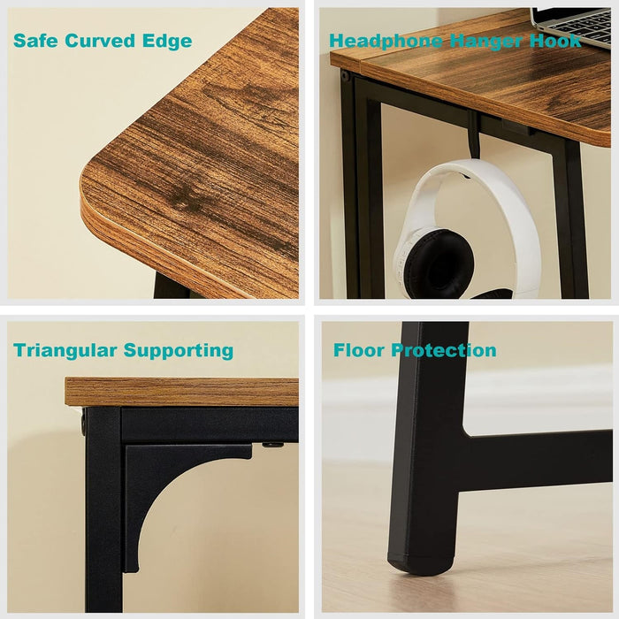 Folding Computer Desk, Small Writing Desk 31.5", Space-Saving Foldable Laptop Table Writing Workstation for Home Office, Easy Assembly, Rustic Walnut