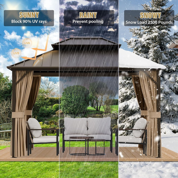 12x10 Hardtop Gazebo Aluminum Frame Weatherproof Durable