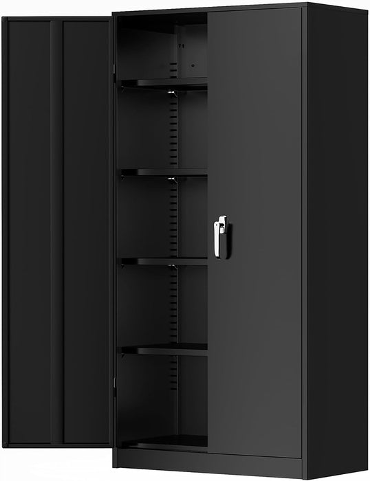 SeventyTwoInch Black Stainless Steel Locking Storage Cabinet
