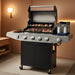 4-Burner Propane Gas Grill with Side Burner, Portable BBQ Grills with Oil Tray and Built-In Thermometer for Outdoor Barbecue, Camping, Patio, Backyard, 49,000 BTU