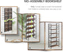 Six Tier Foldable Brown Bookcase Industrial Finish