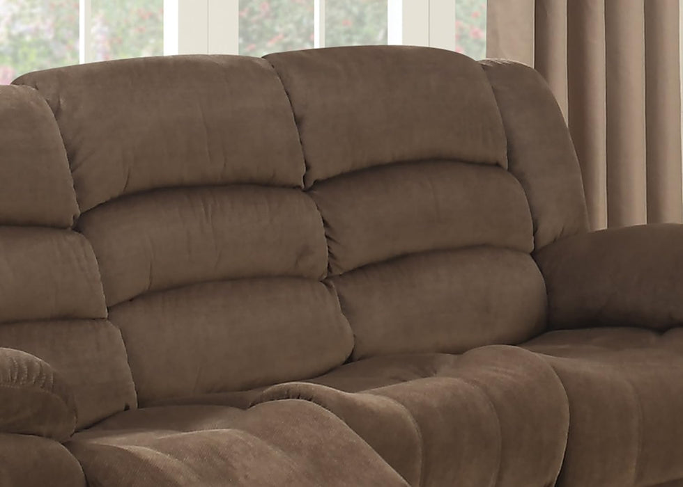Bill Collection Modern Fabric Upholstered Living Room Reclining Sofa with Padded Pillow Top Armrests, Brown, (Bill-Brown-Drs)
