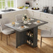Folding Dining Table with Storage, Folding Kitchen Table with 6 Wheels, Drawer & Shelves, Compact Dining Table for Small Spaces