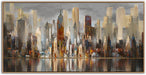 Abstract Modern Canvas Wall Art for Living Room Cityscape New York Wall Decor City Theme Paintings Brown Framed Pictures Office Artwork Wall Decor Bedroom above Bed
