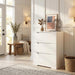 Modern 3 Drawer Dresser, Wood Chest of Drawers with Storage, Tall Nightstand with Cut-Out Handles, Side End Table, Accent Storage Cabinet for Living Room, Entryway, White