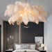 Luxury LED Ostrich Bird Feather Chandelier Lamp White Living Room Ceiling Light Home Decoration Hanging Lighting Fixture