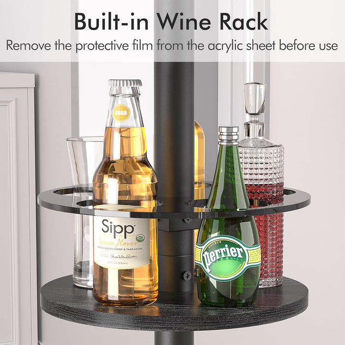 36” High Top Bar Table, Sturdy Frame with Metal Base for Cocktail, Pub, Easy Assembly, Matte Black