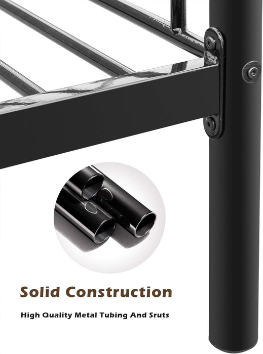 Bunk Bed Twin over Twin for Kids/Teens/Adults Heavy Duty Bunk Bed with Flat Ladder and 13 Inches High Guardrail, Metal Bunk Bed with Stairs, Black