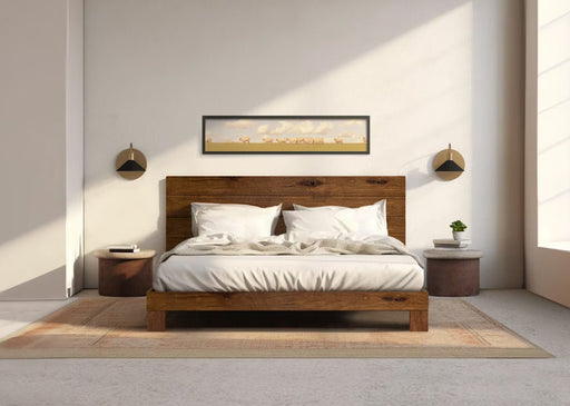 Rampart Bed - Quick Ship - Barnwood Reclaimed Aesthetic - Modern Rustic - Solid Wood - Platform Bed Frame & Headboard - Handmade in USA