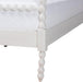 Caliana Bobbin Four-Poster Platform Bed - Wooden Bed Frame with Turned Spindle Posts and Panel Headboard, Vintage-Inspired Bedroom Furniture, White, Queen