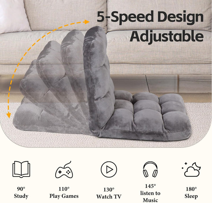 14-Position Folding Floor Chair Gaming Sofa Cushioned Padded Reclining Bed Lounge Couch Seating for Comfy Reading, Reading, Gaming, Relaxing, Watching TV