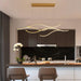 Contemporary LED Linear Wave Chandelier Gold Dimmable