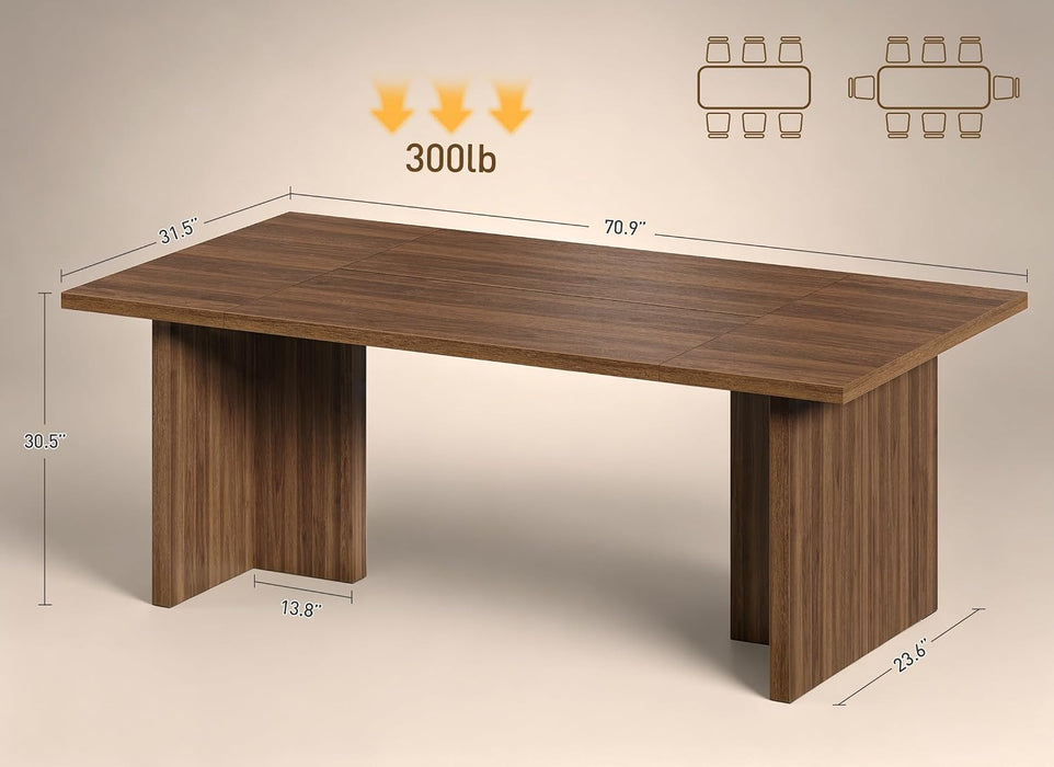 Rectangle Dining Table for 6-8, Walnut Wood Finish