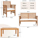 Outdoor Wood Sofa Set Patio Conversation Sets Acacia Patio Sofas Set with Thick and Soft Cushions Easy to Assemble Patio Furniture Set Natural Acacia Wood Compact and Sturdy Design Furniture Set