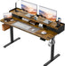 Electric Standing Desk with 2 Drawers, Adjustable Height Computer Desk with Monitor Shelf Sit Stand Table with Splice Board Quick Install for Home Office (Rustic Brown, 48 Inch)