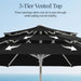 10Ft 3-Tier Patio Umbrella White Pole, Outdoor Market Umbrella with Push Button Tilt and Crank Lift, Steel Pole Umbrella for Backyard Patio Pool Outdoor Shade