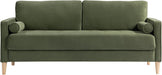 Olive Green Velvet Upholstered Sofa With PocketCoil