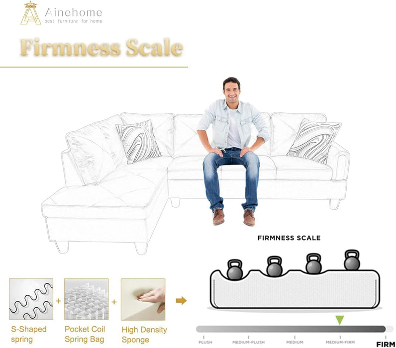 2 Pieces Sectional Sofa Sets, L-Shape Sofa Microfiber Couch Living Room Sofa Set with Chaise Using for Living Room Furniture(A-Brown, Left Hand Facing)