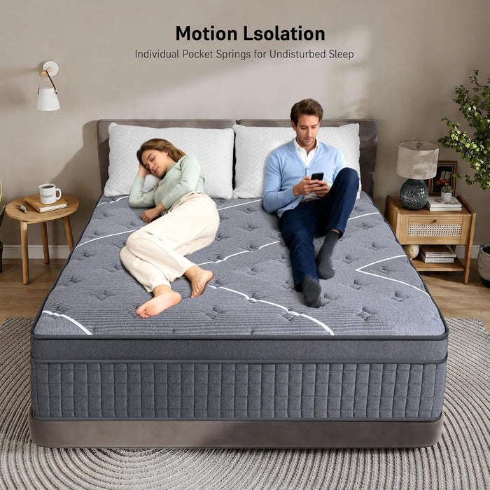 Full Mattress 12 Inch, Luxury Hotel-Level Hybrid Mattress in a Box, Cooling Gel Memory Foam & Upgraded Pocket Springs, Enhanced Back & Lumbar Hip Support, Back Pain Relief,Medium Firm,365-Night Trial