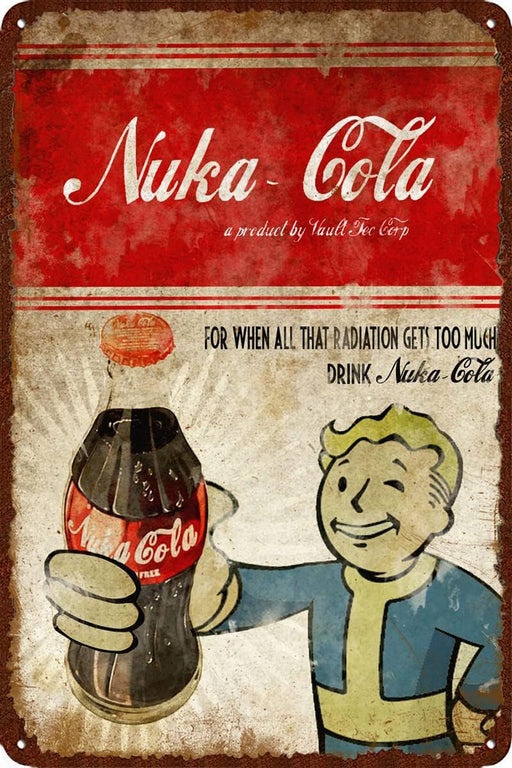 Nuka Cola Tin Sign Wall Art for Man Cave,Art Poster for Bar Pub Garage Kitchen Garden Bathroom Office Home,8X12 Inch