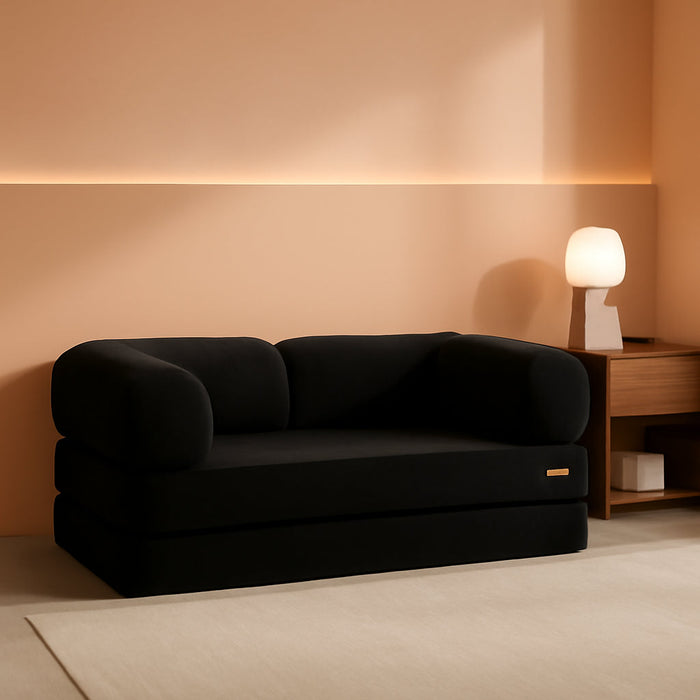 FourInOne Futon Sofa Bed Black Foldable LoungeChair