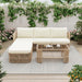Outdoor Patio Furniture Set, PE Rattan Wicker Conversation Sofa Set with Iron Frame Cushions and Glass Top Coffee Table, Modular Backyard Balcony Seating Set, Dark Beige