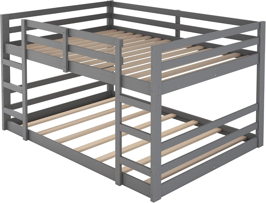 Full Over Full Bunk Bed SolidWoodSpaceSaving GrayFinish