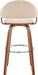 Daxton Mid Century Modern Swivel Bar Stool for Kitchen Island Counter in Cream Faux Leather and Walnut Wood, 30" Seat Height