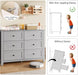 Grey 6 Drawer Dresser for Bedroom, Large Dresser with Deep Drawers & Metal Knobs, Modern Wooden Chests of Drawers for Entryway, Hallway