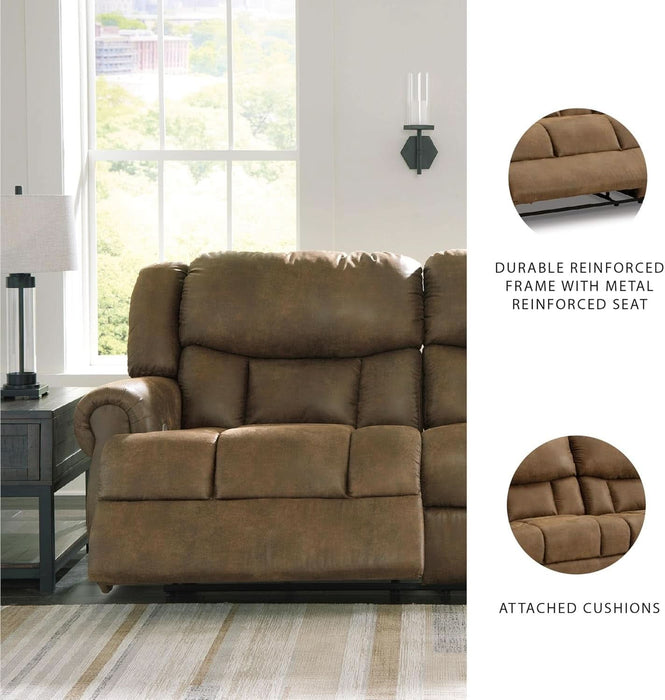 Boothbay Classic Faux Leather 2 Seat Power Reclining Sofa with USB Ports, Dark Brown
