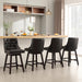 Swivel Bar Stools Counter Height, 26" Faux Leather Upholstered Swivel Counter Stools with Back Set of 3, Modern Kitchen Island Stools with Solid Wood Legs, Black
