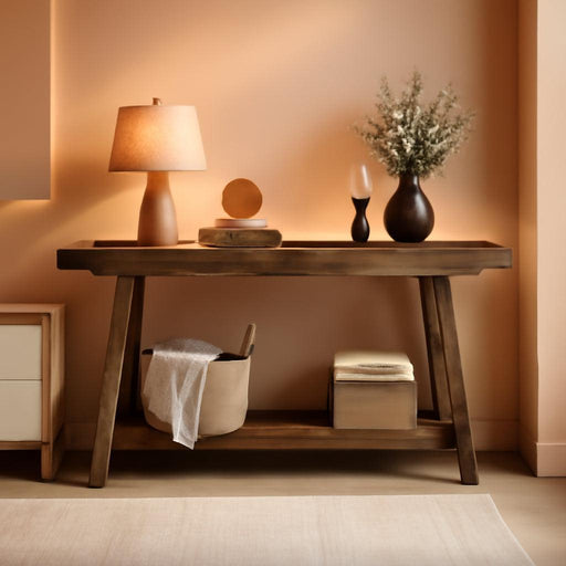 Console Table with Charging Station, USB-C Port, 2 Tiers Entryway Table, 53.9 Inch Sofa Table with Metal Legs, Entry Hallway Table with Thicker Desktop, Modern behind Couch Table, Rustic Brown