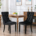 Tufted Dining Chairs Set of 4, Black Dining Chairs with Nailhead Back and Ring Pull Trim, Velvet Upholstered Dining Chairs for Kitchen/Bedroom/Dining Room